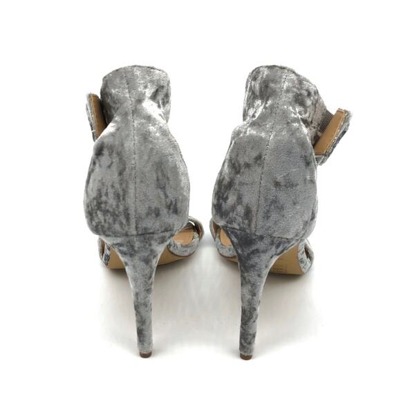 EXPRESS Crushed Velvet Ankle Strap Heels Silver 10 - Picture 7 of 10